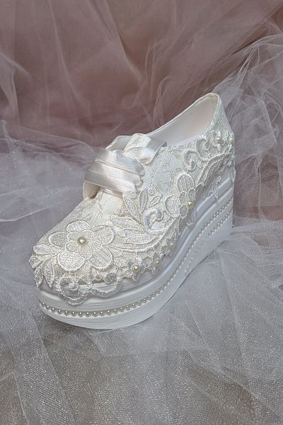 Berush Bride Seria 630 Pantofi de mireasa cu toc cu pană și dantelă