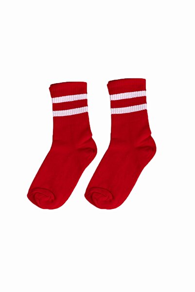 MG ÇORAP Червоні тенісні шкарпетки з подвійною смужкою (унісекс)