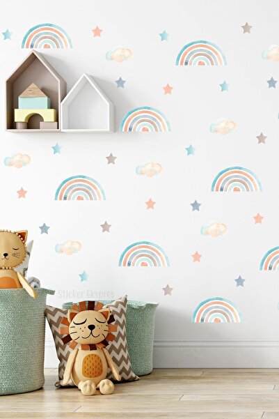 Sticker Ekspres Sky Gökkuşakları Gökkuşağı Çocuk Odası Duvar Sticker Seti