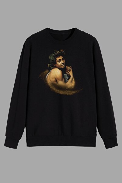 perseusshopping Hanorac unisex negru imprimat cu lucrări de pictor baroc Cara...