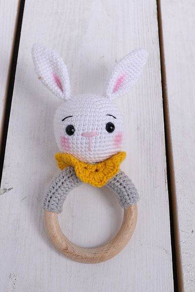 tiny wood Natural Rattle Bunny