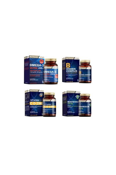Nutraxin Omega 3Ultra2500Mg- Fish Oil 30 Capsules +VitaminMax +VitaminBComplex+ Magnesium