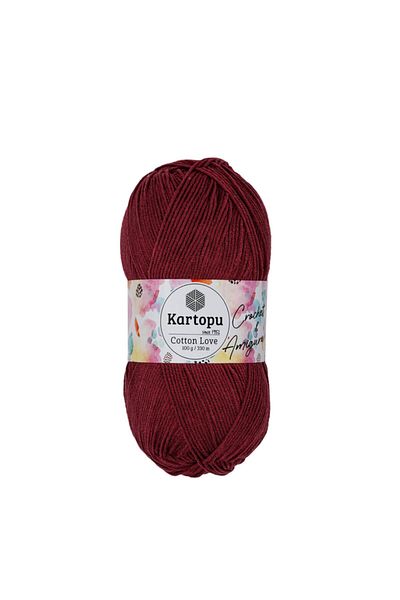 Kartopu Cotton Love K104 Ανοιχτό μπορντό Χρώμα Πλεκτό Χειροποίητο Σχοινί - 1 Τεμάχιο