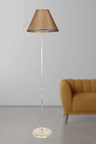 VENON Aydınlatma Lambader Gold Lena Üçgen Krem Sarı Patine (gold Çember) Kahverengi Şapka