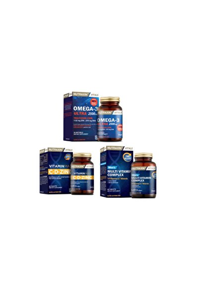 Nutraxin Omega 3 Ultra 2500 Mg 30 Kapsül + Vitamin Max (c,d,zinc)60 Tablet +m...
