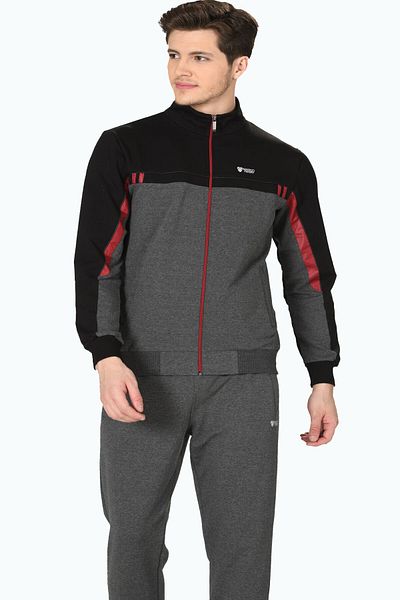 Marco Ferry Gray Anthracite Men's Half Turtleneck Plus Size Tracksuit Set Edy201433a