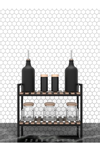 HATTİ TASARIM Masa - Tezgah Üstü Baharatlık Toparlayıcı Organizer Metal - Ahş...