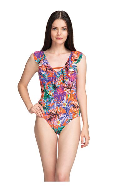 Dagi Women's Orange Flounce Swimsuit