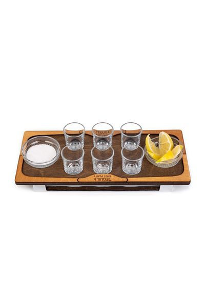 MicroWood Including Tequila Shovel, Wooden Tequila Shot Set, Glasses and Bowls. Tequila Presentation Tray, Christmas Set