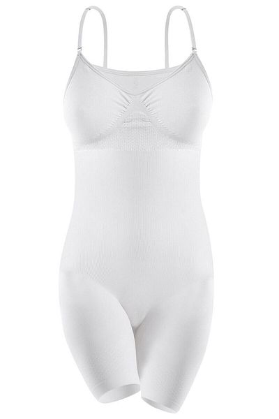 Bestin Women's White Boxer Length Body Corset with Postpartum Massage