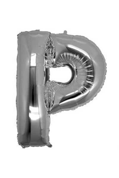 MASALSÜSEVİ Metalic Silver Foil Balloon with Letter P 34"76cm