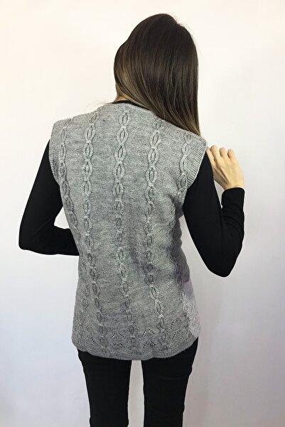 Dinçerler tekstil Kadın V Yaka Zincir Örgü Yün Triko Zarif Anne Yelek