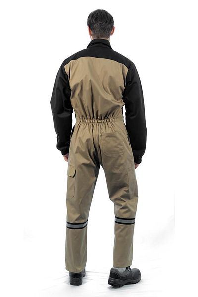 Şensel Reflective Work Coverall, Beige-Black -55E2057- Uniform