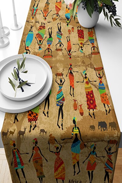 Nish & Royal Afrika Etnik Desenli Dijital Baskılı Modern Özel Tasarım Süet Ru...