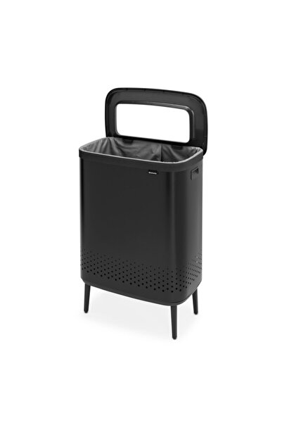 Tantitoni Bo Matt Black Plastik Kapaklı Çamaşır Sepeti 2x45l
