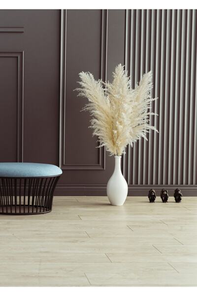 F&F HOME Dekorunu Seç Seramik Vazo ve 4 Adet Pamuklu Pampas Beyaz/Krem