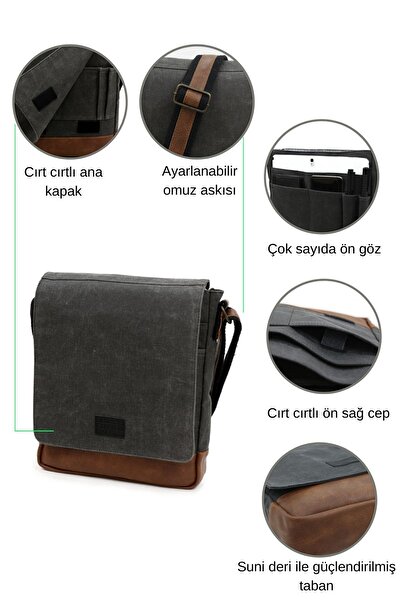 Old Cotton Unisex Gray Brown Crossbody Messenger Bag