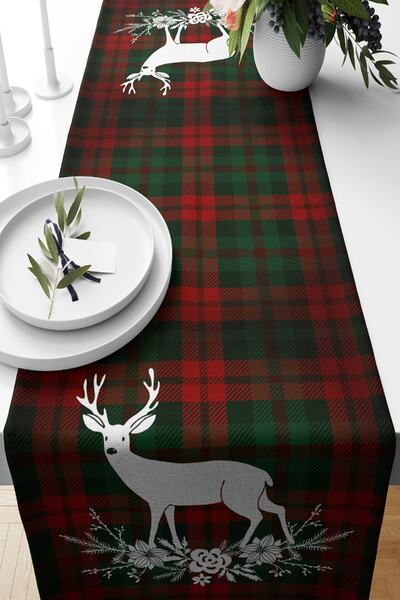 Nish & Royal Ekose Zeminde Yılbaşı Geyik Temalı Dijital Baskılı Süet Runner