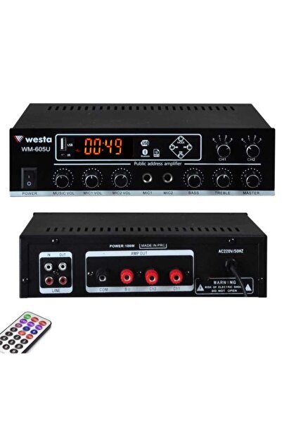 Westa Wm-605u 100 Watt Trafolu 2 Kanallı Kontrollü Mikser Amfi