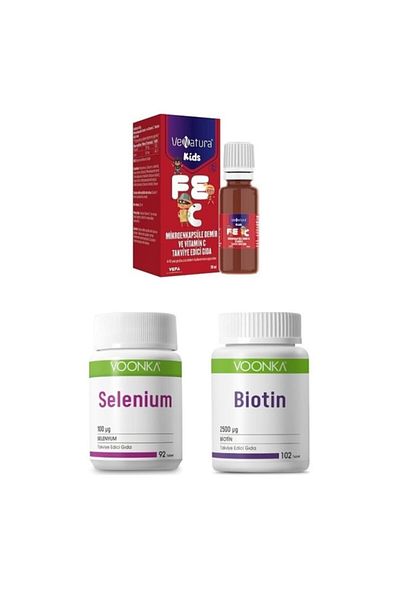 VeNatura 20 ml Microen Capsule for Kids Iron and Vitamin C Supplement + Biotin 102 Tablets + Selenium 92 Tablets