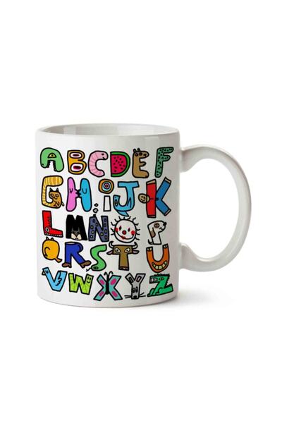 ART HEDİYE Alphabet Letters Alphabetter Two Sided Printed Mug