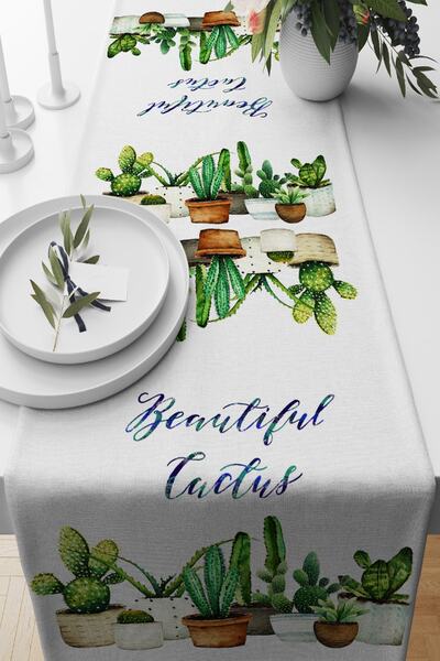Nish & Royal Beautiful Cactus Printed Digital Printed Custom Design Suede Tab...