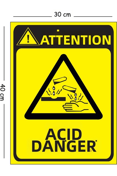 Mayeka Metal Warning Acid Danger 30X40 cm A3 Warning Occupational Safety Sign