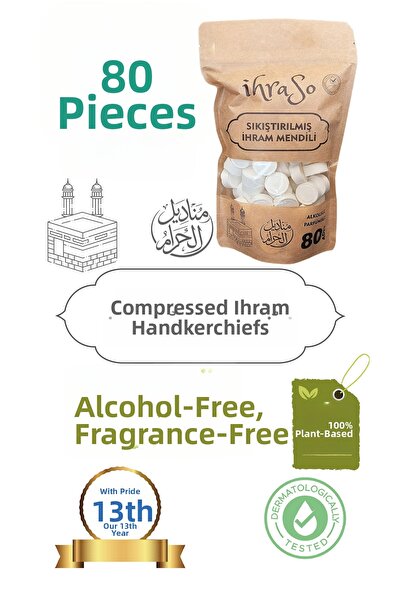 ihraso Compressed Ihram Wipes 80 Pieces Pack
