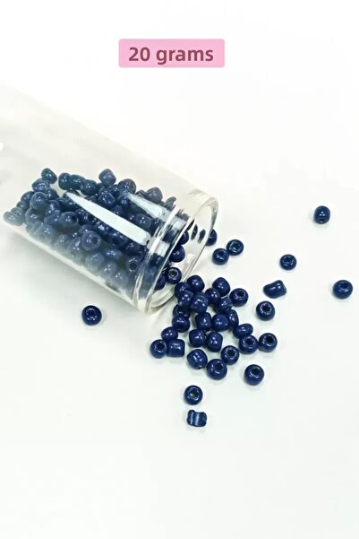 Mestore Cast Glass Sand Beads Large Size (6/0) 4 mm - 20 Grams - Dark Blue - ...