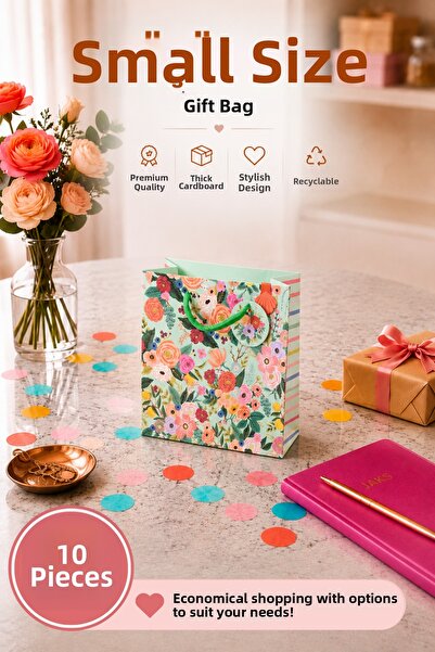 Daks 10 Pcs (15.4 X 18.4 X 7.6 cm) - Pastel Green Floral Small Size Cardboard...