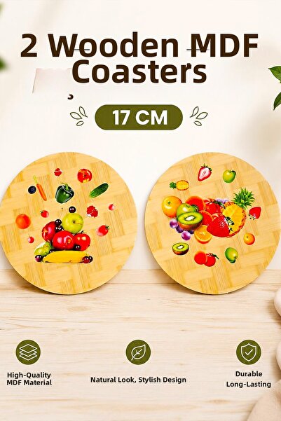 Newrise 2 Pcs Mdf Wooden Trivets Fruit Design Teapot Bottom Hot Pot Patterned...