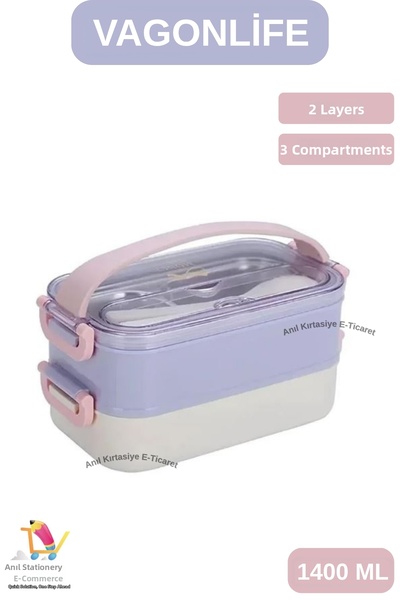 Vagonlife Lunch Box New Generation Portable Food Container Steel 2 Layer