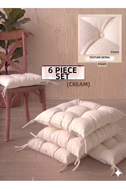 Mirayra Tekstil Set de 6 perne pentru scaune, cu șireturi, pentru bucătărie, ...