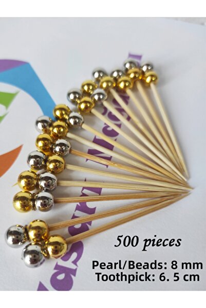 tm tasarı mağazası 500 قطعة من أعواد تنظيف الأسنان المزخرفة باللون الذهبي وال...
