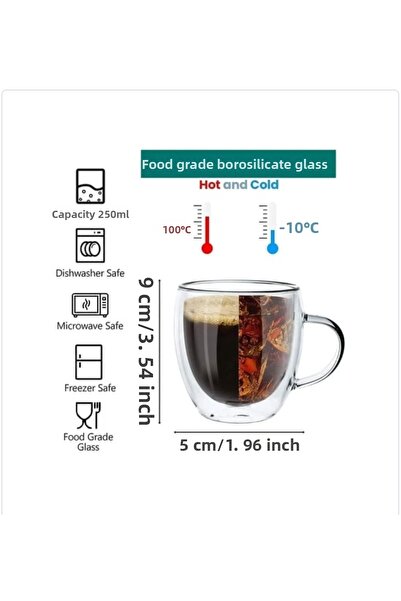 CEPHOME 4-Piece Double Glazed Brown Tea Cup with Lid