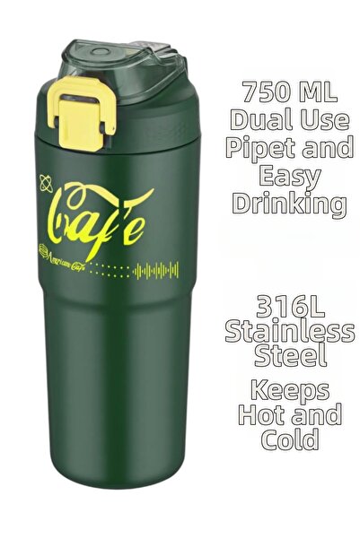 Vagonlife 750 ml Bottle for Double Use with Straw and Easy Drinking 316L Stai...