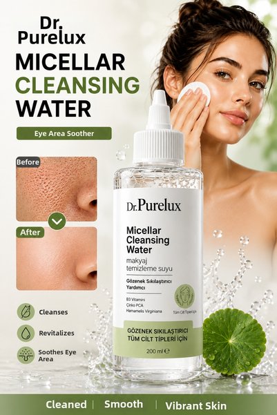 Dr.Purelux ماء ميسيلار للتنظيف وشد المسام 200 مل |   ماء تنظيف المكياج يحتوي ...