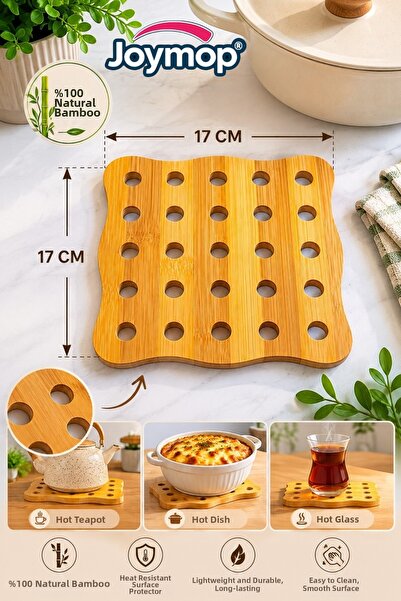 JOYMOP Bamboo Trivet 17X17 cm Pot Mat Teapot Mat Heat Resistant Countertop Pr...