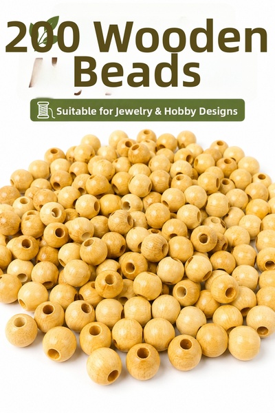 NEHOLİA 200 Pieces Wooden Beads Natural Wood Beads Jewelry Making Macrame Nec...