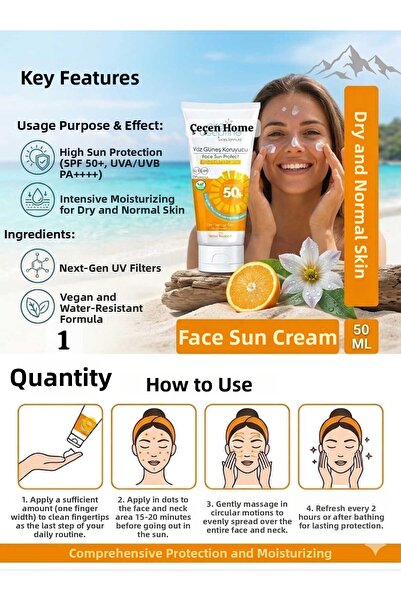 ÇEÇEN HOME (1 Piece) Versatile High Protection Sunscreen 50+Spf, Uva-Uvb Filt...
