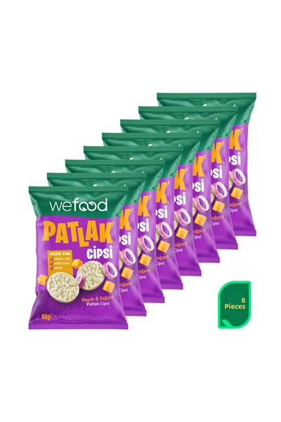 Wefood رقائق البطاطس بالجبنة والبصل 60 جرام، عبوة من 8 قطع