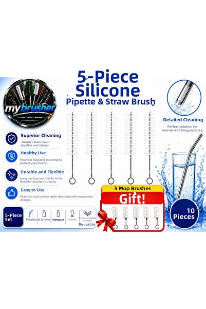 my brusher 5-Piece Silicone Straw Bottle Cleaning Brush Set with Gift