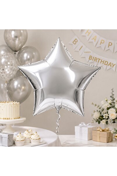 DODOMAR Silver Star Foil Balloon 18 Inch 45 cm Birthday Party Decoration Balloon