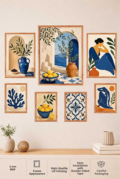 UNT Matisse Mediterranean Themed 7 Piece Mdf Painting Set |   Frame-Like Uv P...