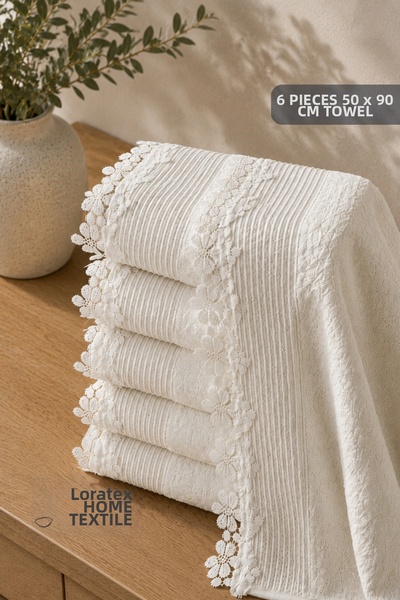 Lorateks Eliza |   6 Pieces 50X90Cm Laced Kitchen Towel Set |   Dowry Lace De...