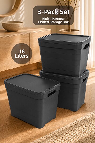 Meleni Home 3-Piece Pyramid Storage Box with Lid - Multi-Purpose Organizer Ba...