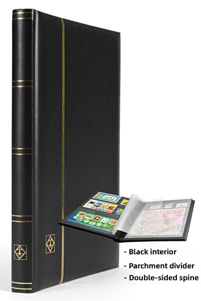 Leuchtturm Comfort Pul Defteri A4, 16 Sheets, 32 Pages, Black Background, Pad...