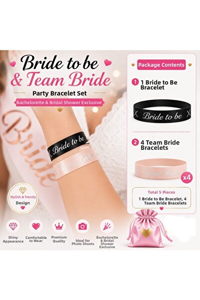 Bkmc Bride to Be Bracelet Set of 5 |   1 Bride to Be + 4 Team Bride |   Bache...
