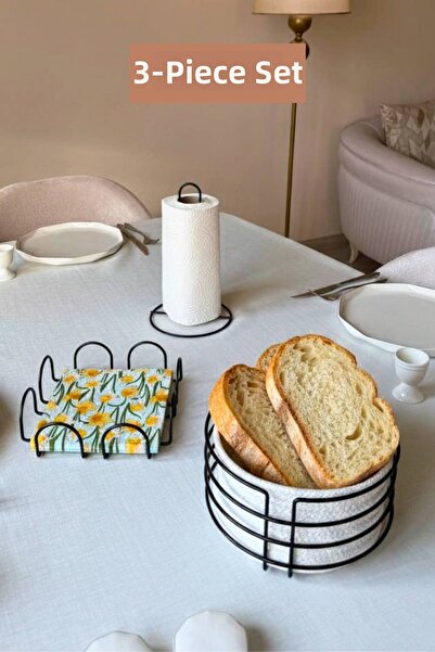 Edora Home Set of 3 Black Square Napkin Holders, Vertical Paper Towel Holders...