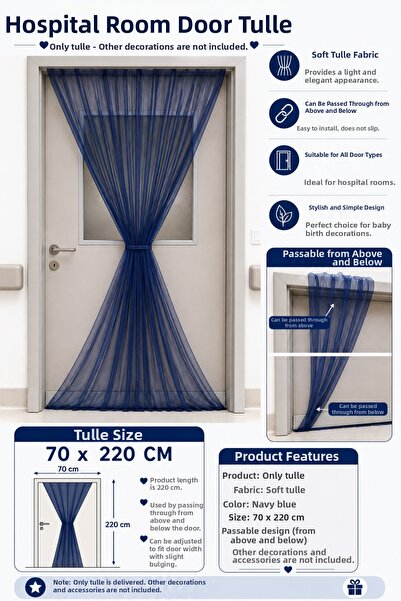 HAPPYLOOPPARTY Navy Blue Tulle Hospital Room Door Decoration 70X220 cm Baby B...